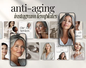 Anti-Aging Mature Skincare Instagram Post and Story Templates | Esthetician & Medspa Business Marketing and Educational Social Media Content