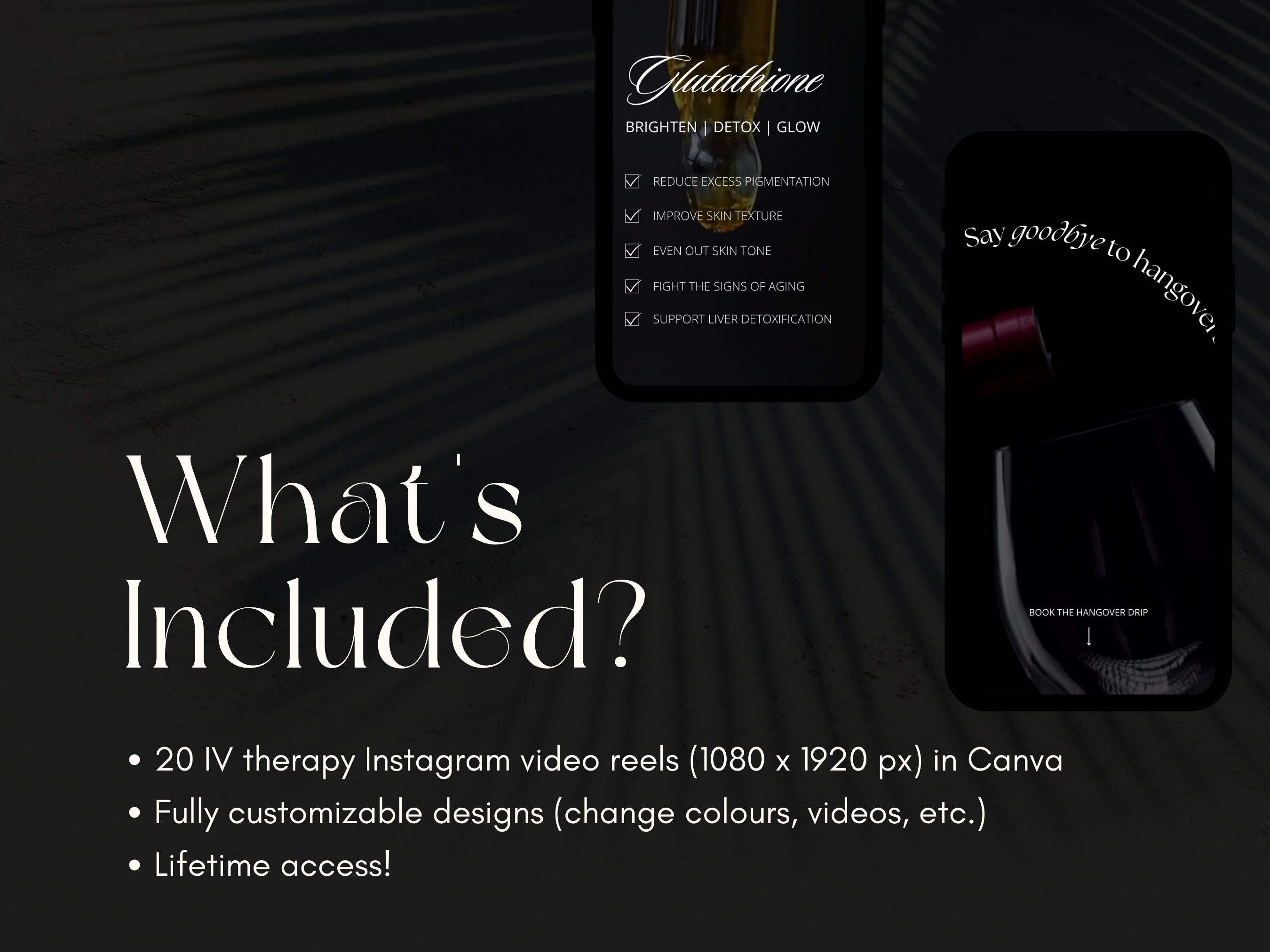glutathione reels IV Therapy Template | Instagram | IV Hydration | Instagram Highlights | Instagram Story | Esthetician | Nurse Injector | Aesthetics Glutathione Injections, 200mg/mL | Olympia