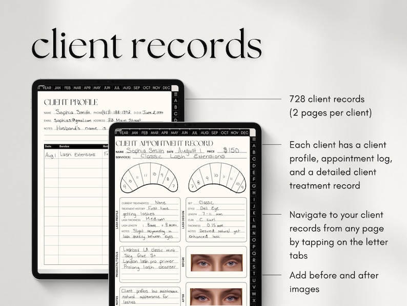 Lash Tech | Client Record Book | Appointment Calendar | Business Planner | GoodNotes Notebook | Lash Consent Form | Eyelash Extension Forms image 3