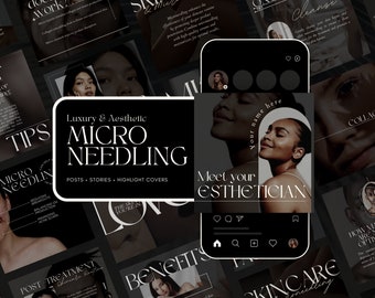 Microneedling | Social Media Bundle | Esthetician Template | Skincare Instagram Template | Esthetician Instagram Post | Instagram Stories