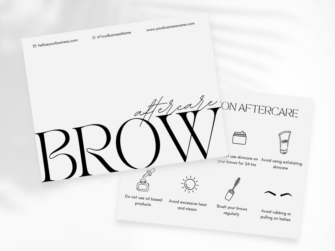Brow Lamination Aftercare Cards Eye Brows Branding Kit Esthetician