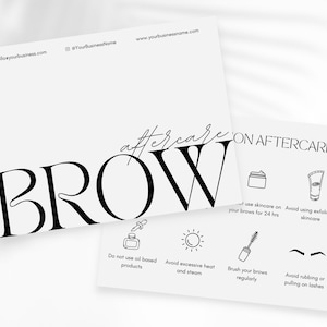 Laminação de Sobrancelhas | Cartões de Cuidados Pós-Tratamento | Sobrancelhas | Kit de Marca | Modelo de Esteticista | Instruções de Cuidados | Cuidados Luxuosos com a Pele | Microblading