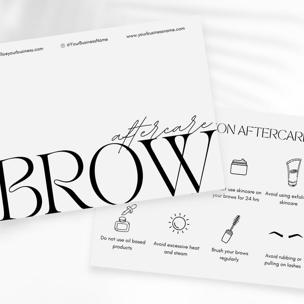 Brow Lamination | Aftercare Cards | Eye Brows | Branding Kit | Esthetician Template | Care Instructions | Luxury Skincare | Microblading