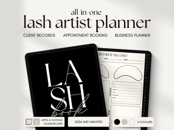 Lash Tech | Client Record Book | Appointment Calendar | Business Planner | GoodNotes Notebook | Lash Consent Form | Eyelash Extension Forms