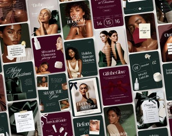 Christmas Brow Tech, Esthetician, & Skincare Instagram Post and Story Templates | Luxury Marketing and Educational Social Media Content