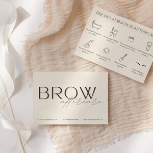 Brow Lamination Aftercare Cards Eye Brows Branding Kit Esthetician Template Care Instructions Luxury Skincare Microblading image 6