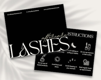 Lash Aftercare Cards | Eyelash Extension | Lash Tech | Esthetician Template | Branding Kit | False Lashes | Care Instructions | Eye Lashes