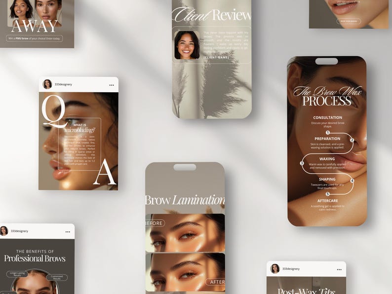 Brow Tech Instagram Post and Story Templates | Beauty Salon, Esthetician, PMU Artist Business Advertisement & Marketing Social Media Content image 2
