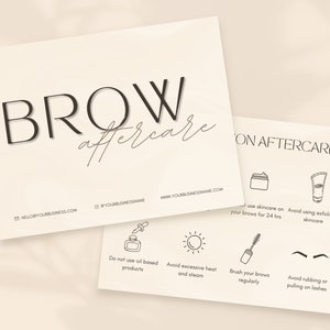 Brow Lamination Aftercare Cards Eye Brows Branding Kit Esthetician Template Care Instructions Luxury Skincare Microblading image 1