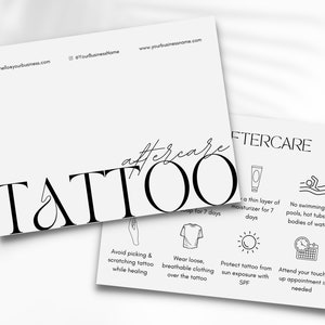 Entretien de tatouage | Tatoueur | Instructions d'entretien | Cartes de suivi | Modèle de soins de la peau | Tatouage temporaire | Trousse de marque | Entretien des tatouages