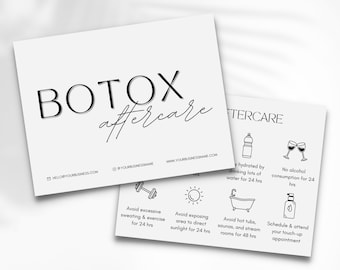 Botox | Aftercare Cards | Esthetician Template | Skincare Template | Care Card Template | Care Instructions | Aesthetics | Care Card Bundle