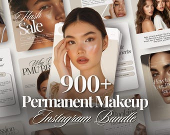 Permanent Makeup Artist Instagram Posts, Stories, and Reels | PMU Ombre, Nano, and Microblading, Lip Blush, & Eyeliner Social Media Bundle