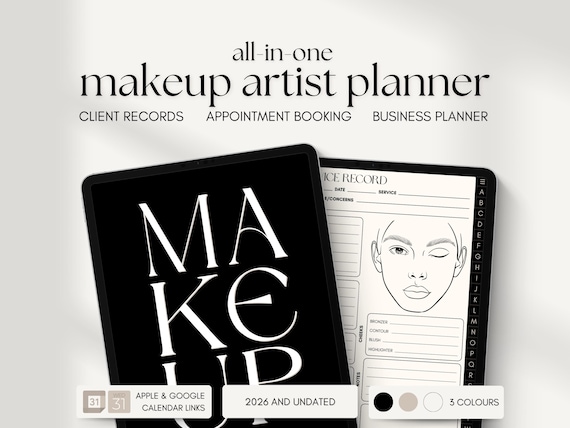 Makeup Artist Planner | Makeup Face Chart | Appointment Planner | Client Tracker | Makeup Artist Forms | Beauty Business |Client Record Book