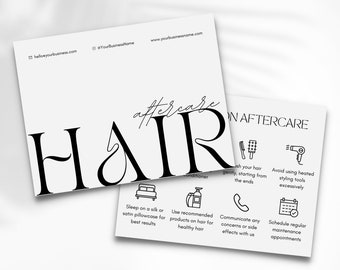 Hair Extensions Aftercare | Aftercare Instructions Salon | Esthetician Template | Salon Stationary | Logo Hair Extensions | Aftercare Cards