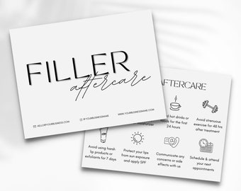 Dermal Filler Aftercare Cards | Lip Filler | Esthetician Template | Skincare Template | Care Card Template | Care Instructions | Aesthetics