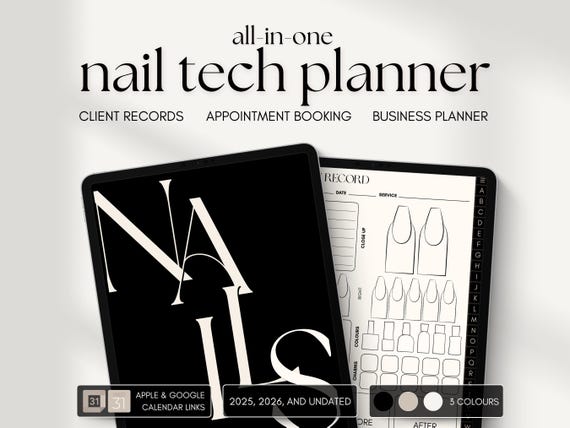 Nail Salon Appointment Book | Nail Art Template | Client Record Book | Manicure Agenda | Business Planner | Client Tracker | Nail Technician