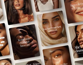 Brow Tech Quotes Instagram Post and Story Templates | Beauty Salon, Esthetician, PMU Artist Business Marketing Social Media Content