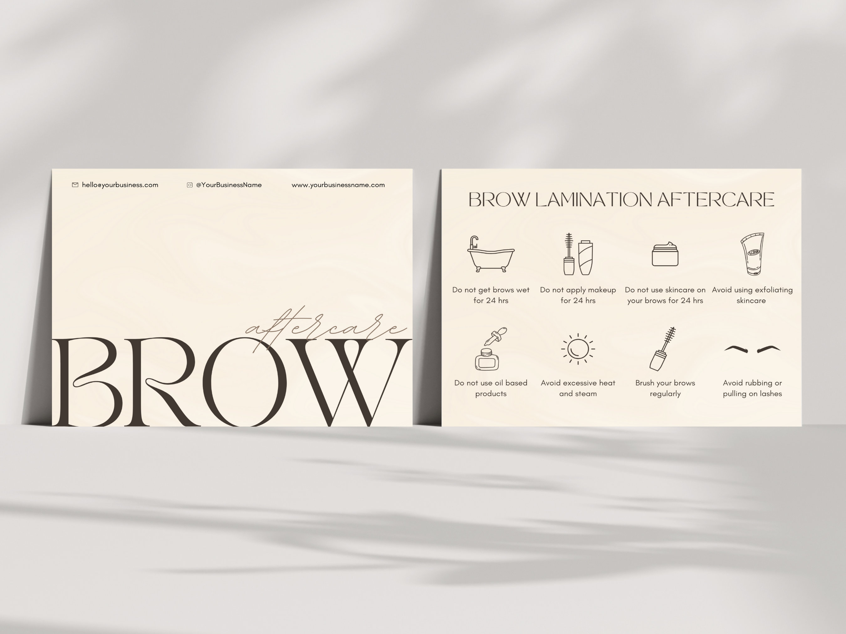 Brow Lamination Aftercare Cards Eye Brows Branding Kit Etsy