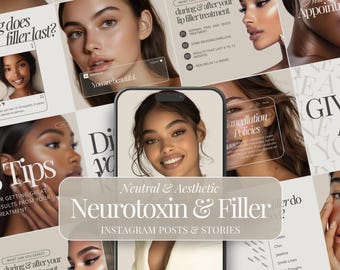 Dermal and Lip Filler & Botulinum Toxin Social Media Bundle, Neurotoxin Templates, Esthetician Instagram Posts Stories, Medspa Marketing