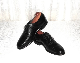 FootJoy Classics Black Leather Saddle Oxford Shoe Made USA Men's 10 E