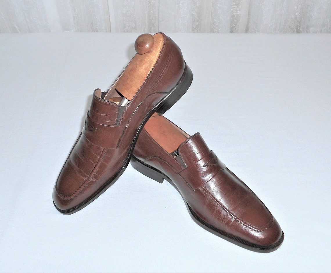 Vintage Red Shoe Co. Brown Leather Penny Loafer Slip On Made | Etsy