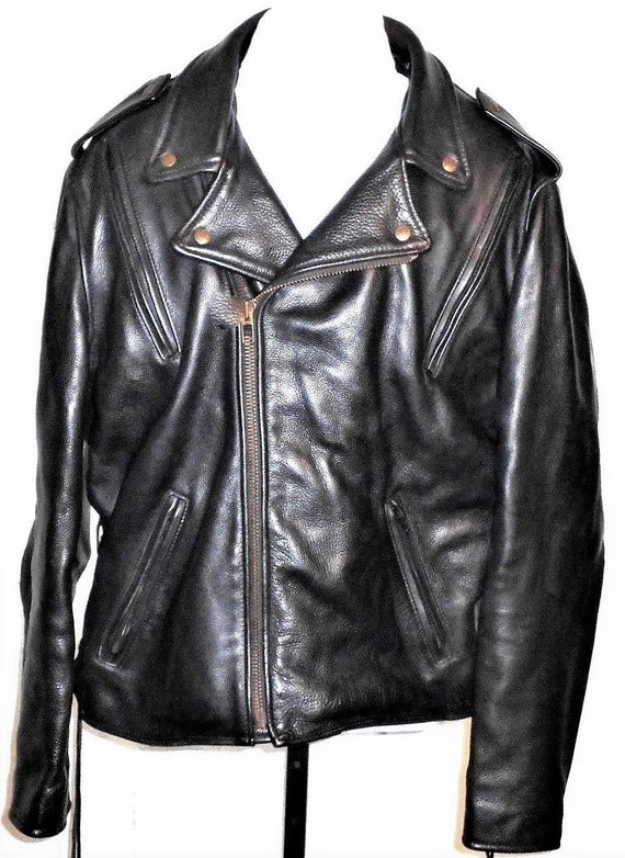 Fox Creek Leather Vintage Men S 48 Made In Usa Long Black Lined Motorcycle Riding Jacket