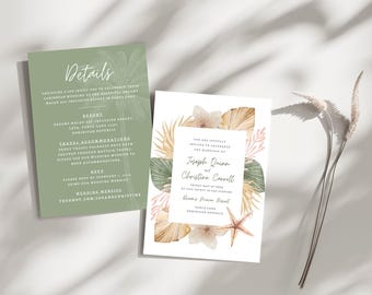 Watercolor Beach Wedding Invitation