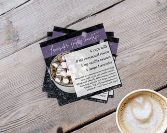 Carte de recette de chocolat chaud à la lavande