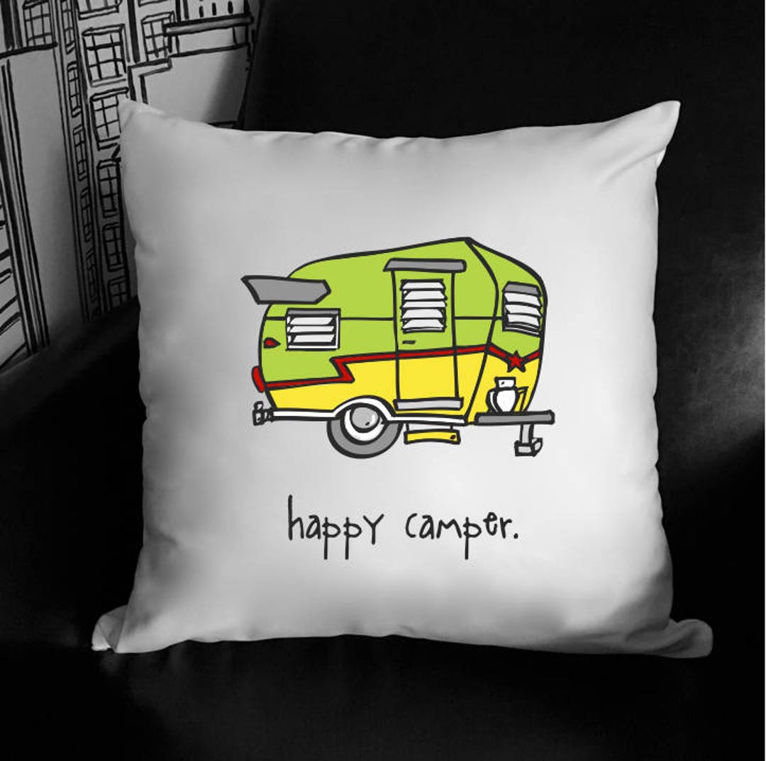 Happy Camper Throw Pillow. RV. Airstream. Trailer. Camping. Etsy
