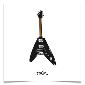 home decor. nursery. rock. black. bass. guitar. art print. original illustration. music. rock-n-roll. band. rockstar. punk. alexandasher.