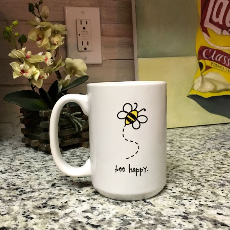 Bee Happy. 15 Oz. Coffee Mug. Tea Cup. Bumblebee. Happiness. - Etsy