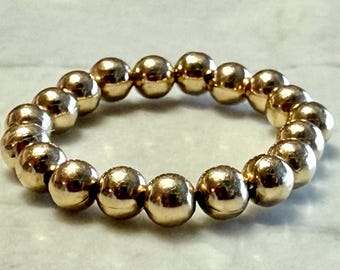 14k Gold Fill - 3 MM Perlenring auf Elastisch (Einzelring) - Brautjungfer Geschenk Brautschmuck