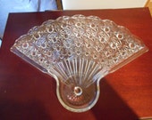 Anchor Hocking Daisy and Button Glass Fan Shaped Dish