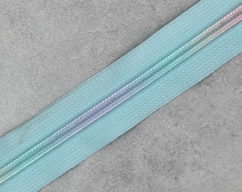 Caribbean Mint Zipper Tape with Pastel Rainbow Zipper Teeth #5 - 21" 0.58 yards