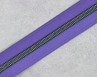 Purple Zipper Tape with Nightmare Unicorn Rainbow Zipper Teeth #5 - 24" 0.66 yards