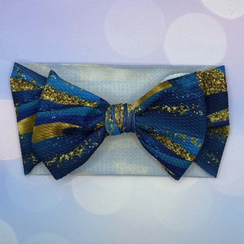 Brushstrokes Teal Headwrap Bow