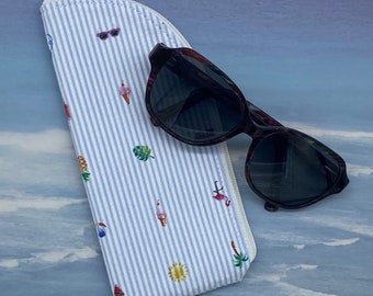 Summer Seersucker Glasses Case