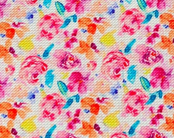 Watercolor Floral Bullet Printed Liverpool Fabric, Stretch Fabric, Headwrap Supply 1/4 Quarter yard