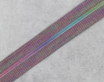 Metallic Rainbow Zipper Tape with Rainbow Zipper Teeth #3 - 41" Zipper 1.1 yards