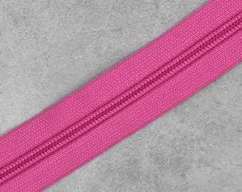 BubbleGum Pink Zipper Tape with Nylon Teeth #5 - 72" 2 yards