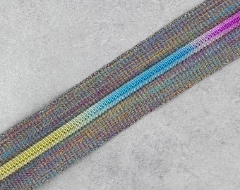 Metallic Rainbow Zipper Tape with Rainbow Nylon Teeth #5 - 39", 1 yard