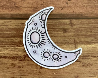 Crescent Mushroom Moon Sticker | vinyl waterproof sticker | witchcraft witchy lunar