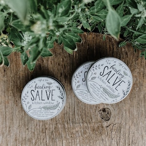 Kitchen Window Healing Salve | 2.5 oz | herbal salve balm | red clover, oregano, rosemary, mint, lemon balm | NO essential oils