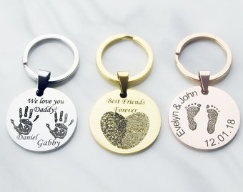 Actual finger print key chain, best friend gift, personalized key chain,hand print keyring, thumb print key chain, custom foot print