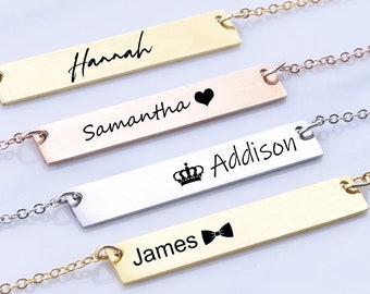 Children's personalized name bar necklace, flower girl gift necklace, kids custom name necklace, toddler necklace gift, personalized kids