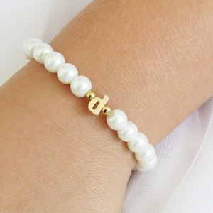Regalo para niña de las flores, pulsera dorada con inicial minúscula para niños, pulsera personalizada para niña de las flores, pulsera elástica para bebé, niño pequeño