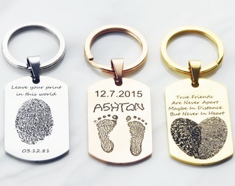 Actual finger print key chain, best friend gift, personalized key chain, fingerprint keyring, thumb print key chain, custom fingerprint