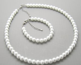 Flower Girl Gift Simple Pearl Necklace Set Flower Girl Jewelry Set Kids Pearl Jewelry Weddings Kids Gift Pearl Set Kids Jewelry SET06