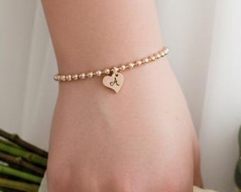 Flower Girl Heart Bracelet | Personalised Engraved Keepsake | Stainless Steel Jewellery