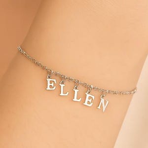 Name Charm Bracelet,  Dainty Letter Bracelet, Bridesmaid Gift, Initial Bracelet, Personalised Bracelet, Letter Bracelet,Dangle Name Bracelet